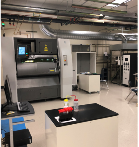 A labratory with 3D printing eqipment.